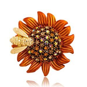 Sunflower Bee Brooch Pin